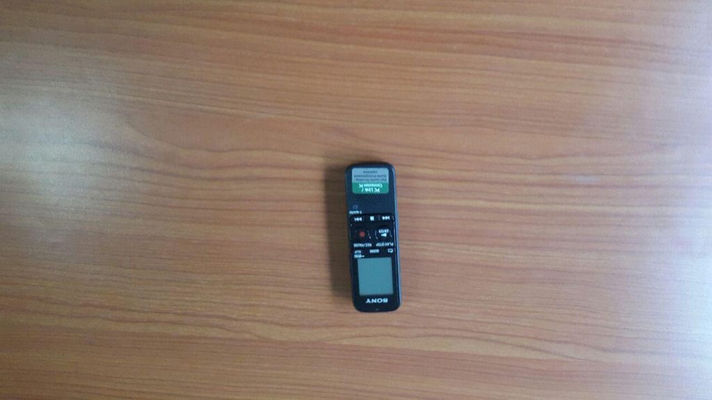 A black sound recorder Afia Kwakyewaa Owusu-Nyantakyi often practices with. Great for one-on-one interviews