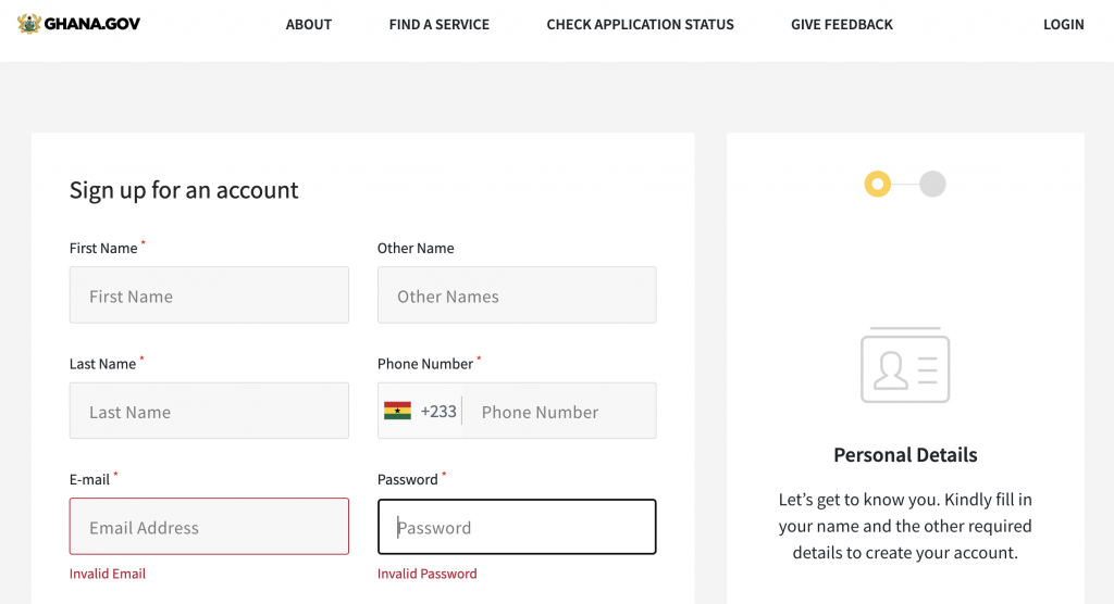 How To: Create An Account On Ghana.Gov Portal